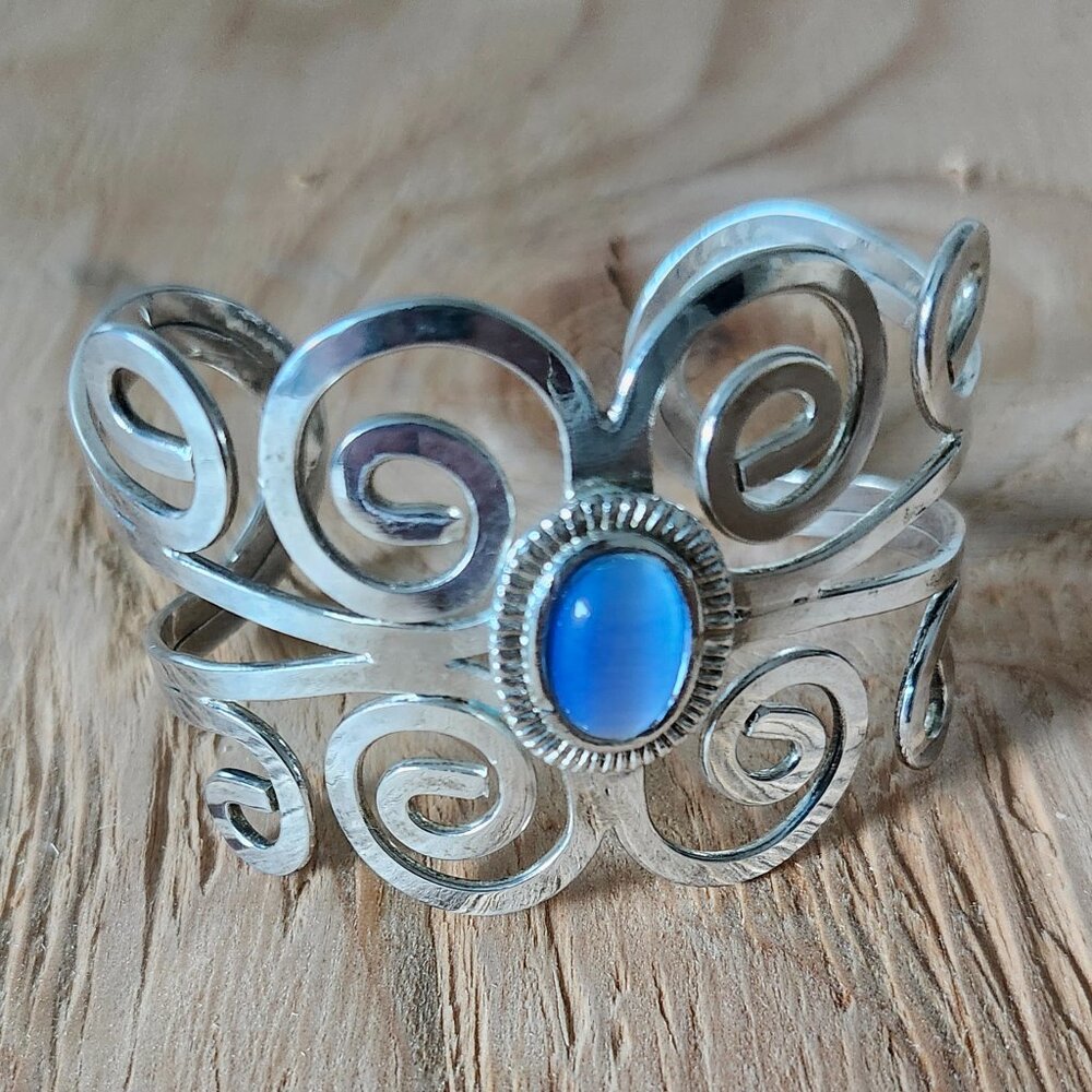 Nickel Silver Women's 2 Inch Faux Stone Cuff Bracelet